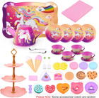 Tea Party Set Toys For Girls  Tin Unicorn Tea Set Pretend Play Girls Toys Gifts 