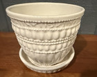 Vintage Mccoyplanter Beaded ribbed Cream Whiten Flower Pot W saucer 4 