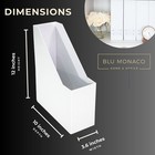 White Magazine File Bins- Set Of 6 With White Leather Label Holders - Organizer
