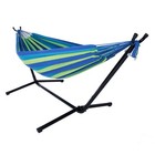 Double Hammock Set With Space Saving Steel Stand Outdoor Garden With Carry Bag
