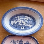Wood   Sons Canton Blue Woods Ware Oval Bowl And Relish Dish Or Underplate