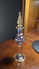 Hand Blown Egyptian Vintage 1990 s Purple   Gold Perfume Bottle W stopper 7 Inch