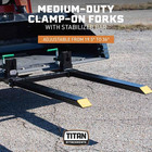Titan Attachments Medium-duty 60  Clamp-on Pallet Forks With Adjustable Stabiliz