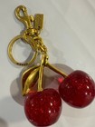 New Coach Red Cherry Apple Bag Charm Keychain Resin Metal Brass Purse Decoration