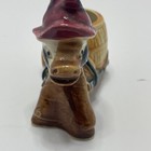 Vtg Ceramic Donkey Wearing Sombrero Pulling Cart Toothpick Holder Or Bud Vase