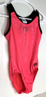 Gk Elite As Gymnastics Dance Leotard Adult Small Salmon Black Hologram Sequins