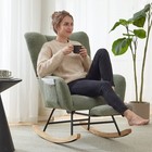 Teddy Fabric Wingback Glider Rocker   Ottoman Set  Nursing Chair  Green