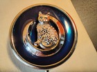 Bright Royal Blue And Gold Cat Kitty Trinket Box  Pill And Jewelry Container