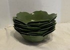Vintage Mid Century Plastic Japan Green Flower Tulip Lotus Rice 8 Bowl Set