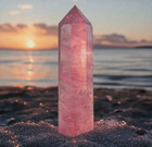 Natural Rose Quartz Tower Point Healing Energy Crystal Obelisk Wand Gifts