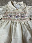 Vintage Smocked Pioneer Girls 3t Whit A-line Collared Puff Long Sleeve Dress