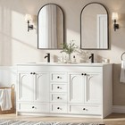Double Sink Bathroom Vanity Cabinet Freestanding White Bathroom Storage Vanity