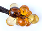 Vtg Mid Century Amber Yellow Acrylic Lucite Grapes Cluster Bunch Faux Wood Stem