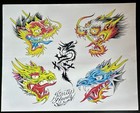 Tattoo Flash - Doc Finn   s Flash - 7 Original Vintage Color Sheets