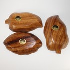 Hawaii Monkey Pod Wood Bowl Dish Trinket Bowls Set Of 3 W  Label Authentic Vtg