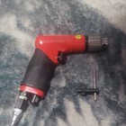 Pistol Grip Air Drill 3 8in Keyed Chuck W  Chuck Key  1 4in Inlet Red