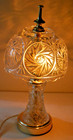 Boudoir Cut Glass Crystal Brass Night Light Dresser Lamp Vintage 13  Pinwheel