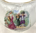 Victorian Children Tossing Ball Playing Gold Accent Porcelain Sugar Bowl
