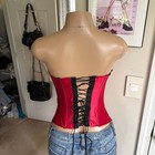 Frederick s Of Hollywood Red Satin Lace Corset Bustier Top Women s Size 34 Small