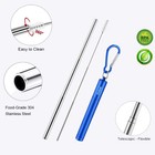 2 Pack Reusable Metal Straws Collapsible Stainless Steel Drinking Straw Travel P