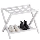  Luggage Rack  Folding Suitcase Stand  Bamboo Luggage Holder With Storage White