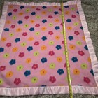 Baby Girl Pink Fleece Blanket Satin Trim Floral Security Lovey Lovie Nursery
