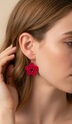 Luna Earrings In Crochet Measuring 1 77 Inches  In Caramel 100 Cotton