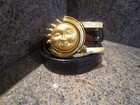 Kieselstein Cord Celestial Sun Art Bronze Buckle W black Alligator Belt Size 2