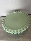 Jadeite Ruffled Crimped Cake Stand Green Glass 10   
