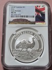 2018 Australia Emu 1 Oz 999 Silver Coin  Ngc Ms70 Early Releases - First Year