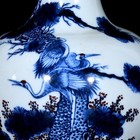 Collectable Art Chinese Hand Painting Underglaze Red Porcelain Crane Vase