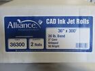 2 Rolls 36  X 300  20 Lb Bond 2  Core Wide Format Inkjet Cad Plotter Paper