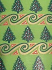 Vtg Christmas Tree Wrapping Paper Gift Wrap 2 Yards On Green 1960 Nos