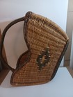 Vintage 1950 s Bamboo Wicker Magazine storage Basket Rack Large 17x21