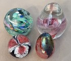 5 Signed Art Glass Paperweights Msh 86 Kang   Ges 96 Robert Eickholt 1991   More