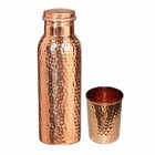 Pure Copper Hammered Water Bottle 1 Tumbler Ayurveda Health Benefits 950ml