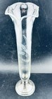 Vintage 1950s Web Sterling Silver Base Wheel Cut Crystal Bud Vase 10  Bud Vase