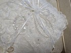 Lillian Rose Ring Bearer Pillow Vtg Layers Of Lace Sequins Faux Pearls Ribbons