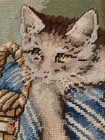 Vintage German  junge Katze   young Cat  Finished Gobelin Tapestry Needlepoint