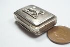 Unusual Antique English Georgian Sterling Silver Vinaigrette Embossed Dog Crest
