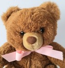 Vintage Prestige Toys Brown Plush Bear Pink Bow 10  Stuffed Animal