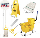 Side Press Wringer Combo Commercial Mop Bucket On Wheels  35 Quart yellow  Inclu