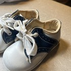 Rare Vintage Baby Saddle Shoes White   Navy Size 2