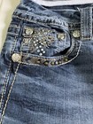 Retro Miss Me Women   s Mid-rise Bootcut Blue Medium Wash Denim Rhinestone Jeans