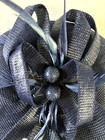 Fascinators Pillbox Hat Sinamay Feather Flower Derby Ball Wedding A Navy Blue