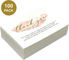100 Pack 4 X 6 Gold Foil Pink Watercolor Thank You For Your Order Cards For Smal