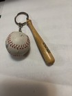 Vintage Mini Wood Baseball Bat And Ball Combo Keychain Keyring Htf Free Shipping