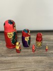 Vintage Russian Matryoshka Nesting Stacking Doll 6 Dolls Hand Painted Wood 7 In