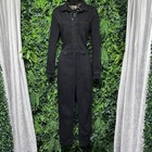 Paige Jumpsuit Jumper Pants Black Denim 4 Long Sleeve Draw String Women   2636