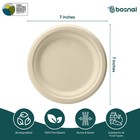 Bosnal - Bagasse Compostable 7 Inch Round Plates - Case Of 20  500 Pcs 